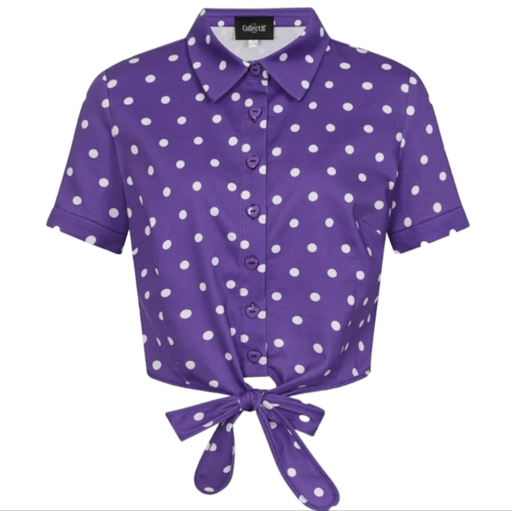 Collectif Purple Polka Dot Cropped Top 💜💜💜